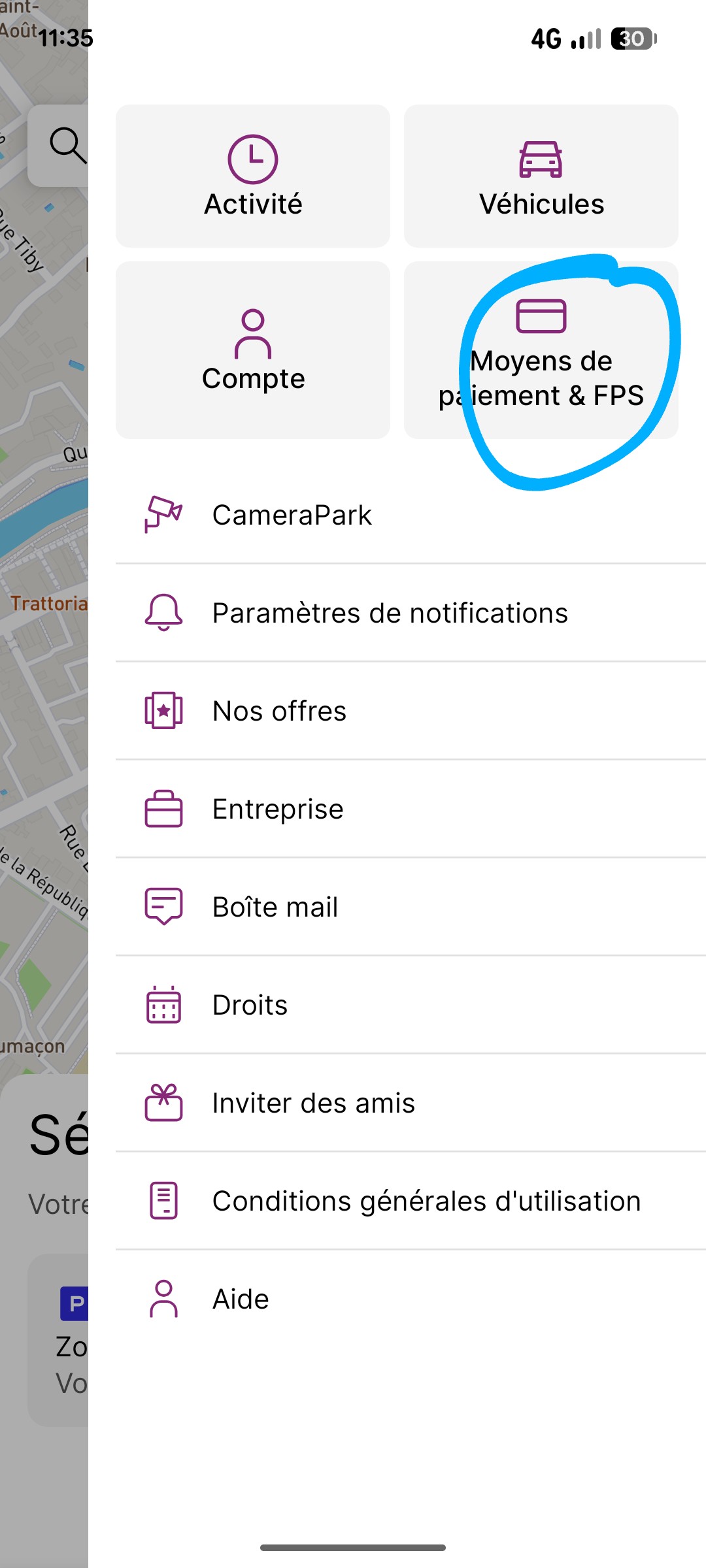 Application EasyPark - Moyen de paiement