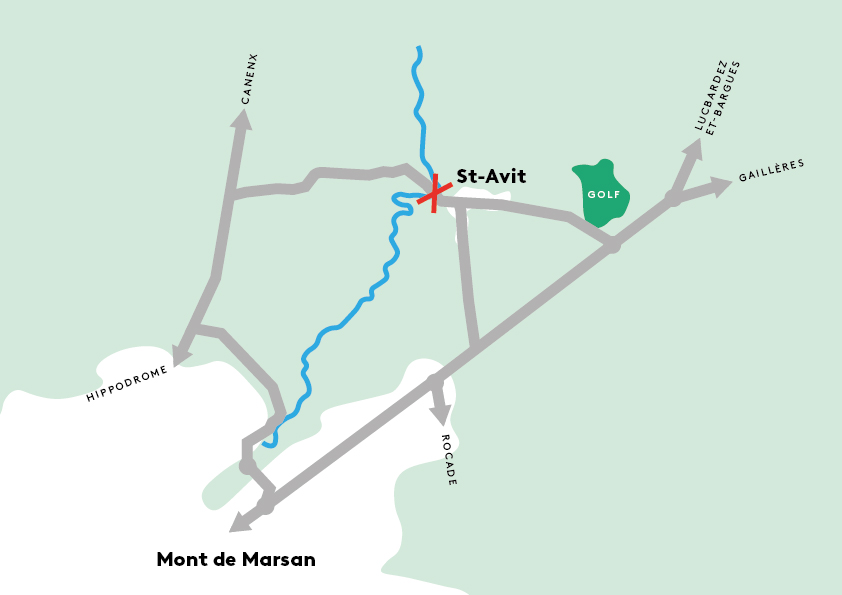 Plan de la déviation du pont de Saint-Avit - Mont de Marsan Agglo